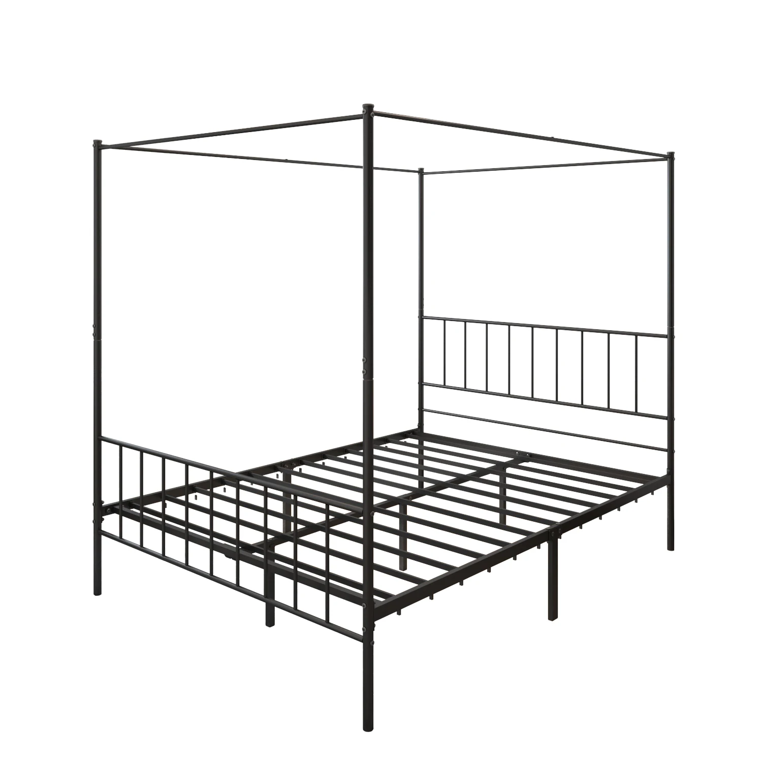 Stable Sturdy Modern Twin Adult Canopy Bed Frame Black Concise Metal Bed