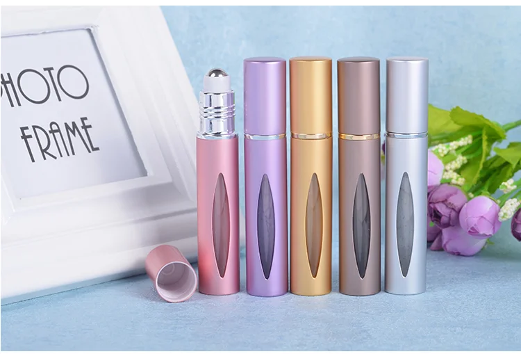 MUB - 10ml Aluminum Perfume Bottle Steel Roll-on For Essential Oil Mini Travel Refillable Case Bouteilles Produits Cosmetique