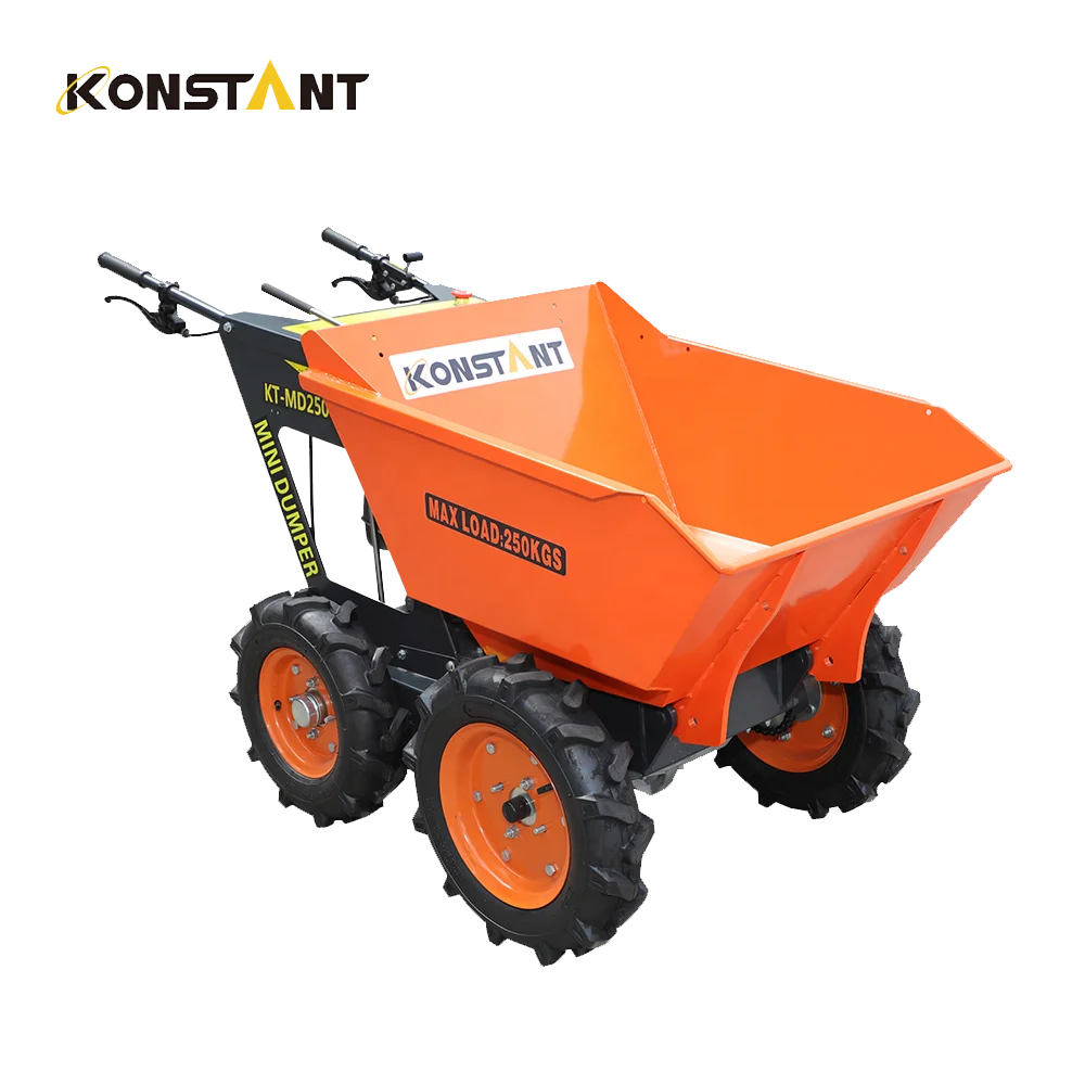 Factory directly sale gasoline engine 4x4 250KG four wheel mini fram tractor dumper with CE
