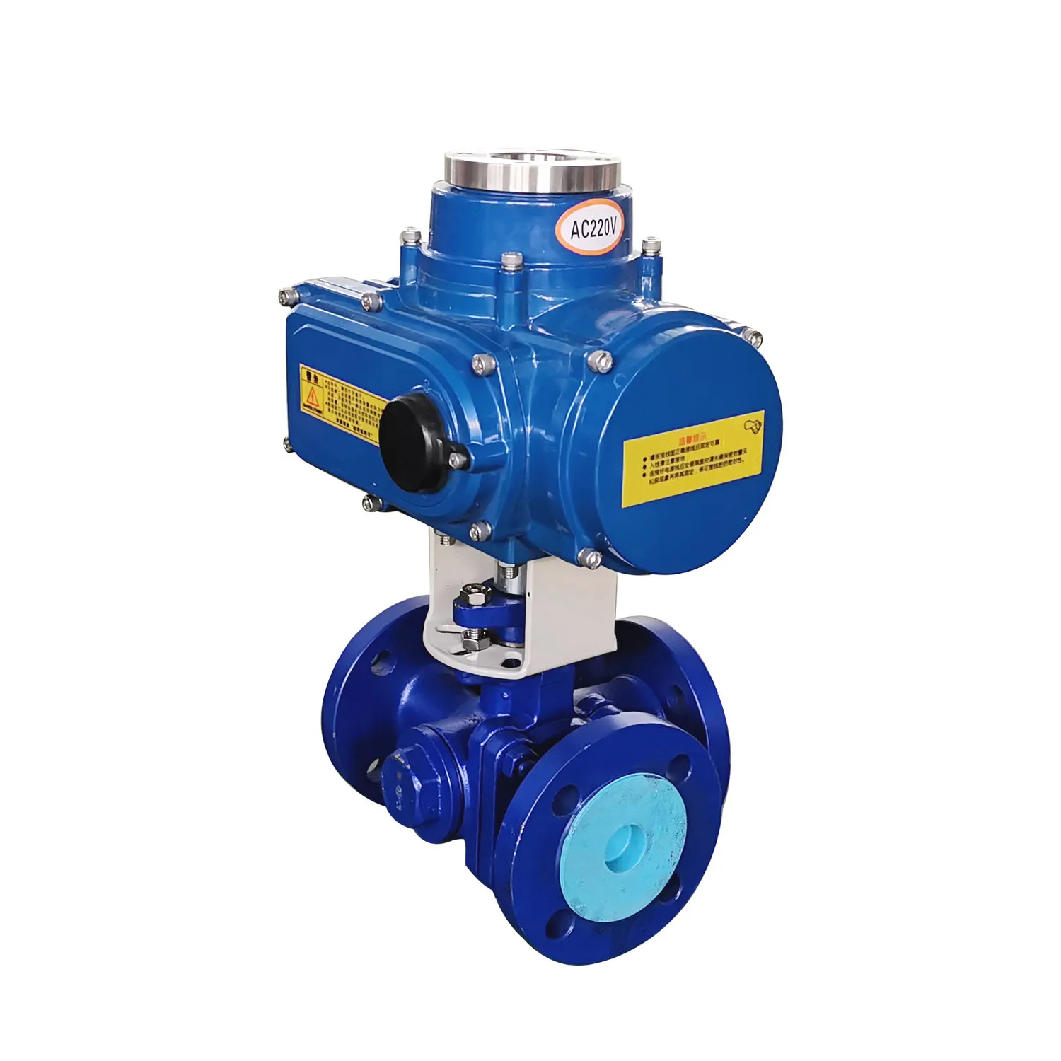 Standard Electric Actuator Three Way Ball Valve Flange , Electric Butterfly Control Valve 0~90 ° Rotation Control Valve Water