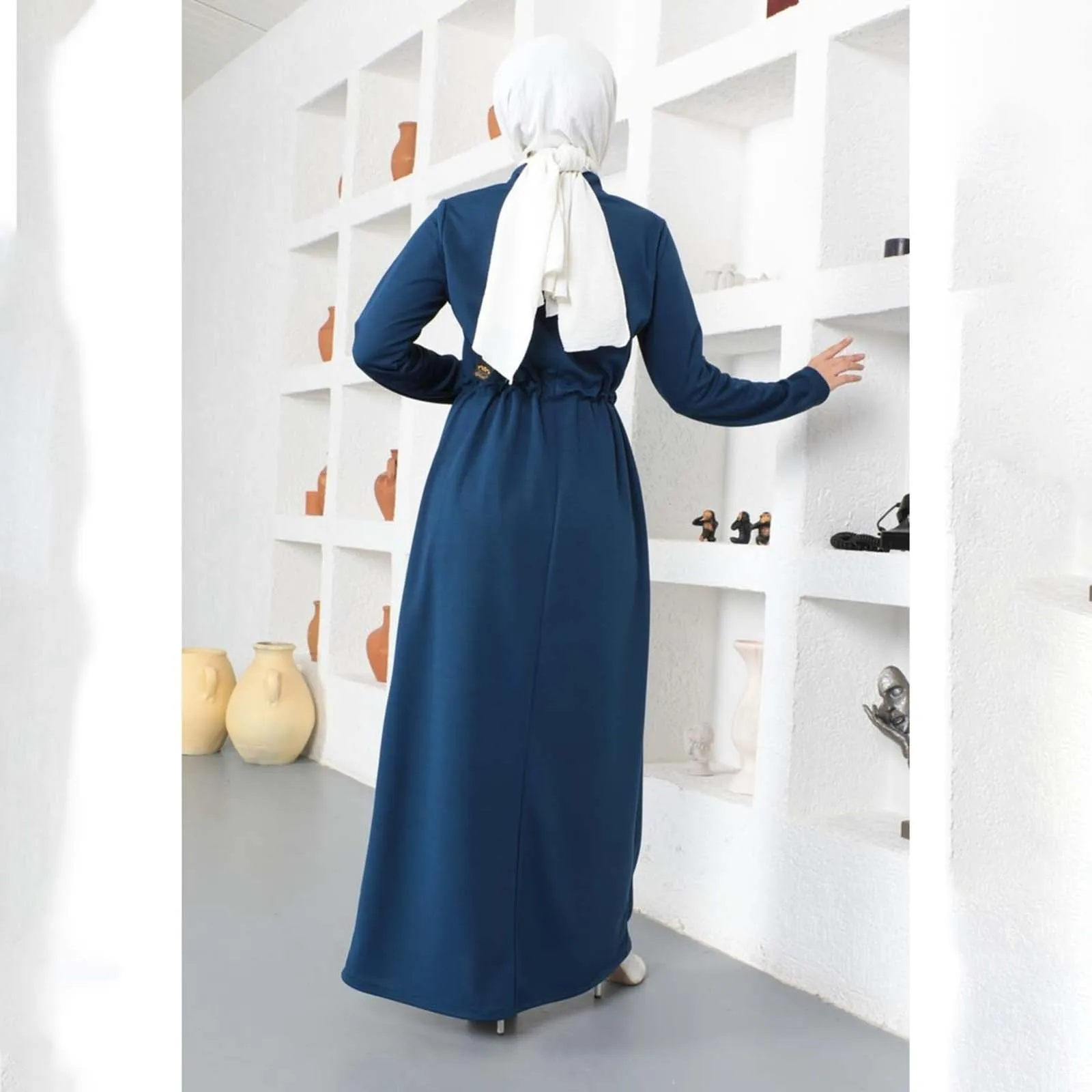 Aschulman Custom Button Causal Floral Print Muslim Shirt Dresses Office Wear for Muslim Women Ladies