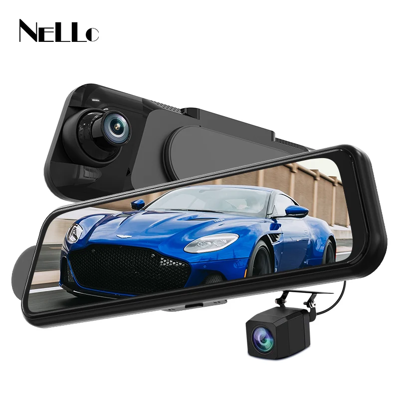 No Bandage  design patent dash camera 9.66 inches wifi gps  4K Front and rear cameras mirror dash cam