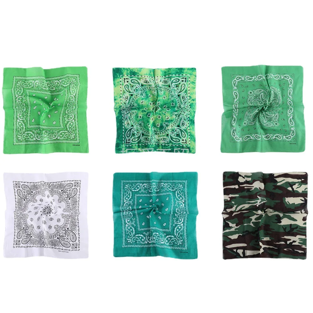 Wholesale custom Green  Bandanas Novelty Multipurpose cotton Bandana cotton Paisley Bandanas for Men Women