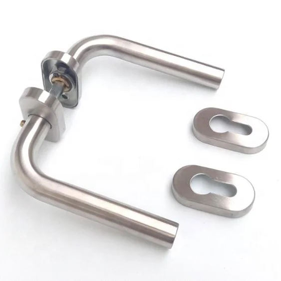 Euro Stainless Steel 304 Lever Handle for Mortise Sash Lock hollow tube with rosette Oval rose fire rated door handle EN1906