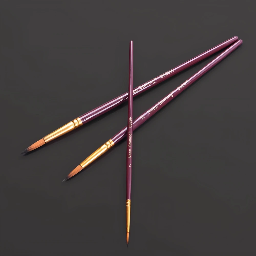Keep Smiling Wood Handle Art Painting Paint Brush Set of 3 Acrylic Paint Brushes For Watercolor Oil
