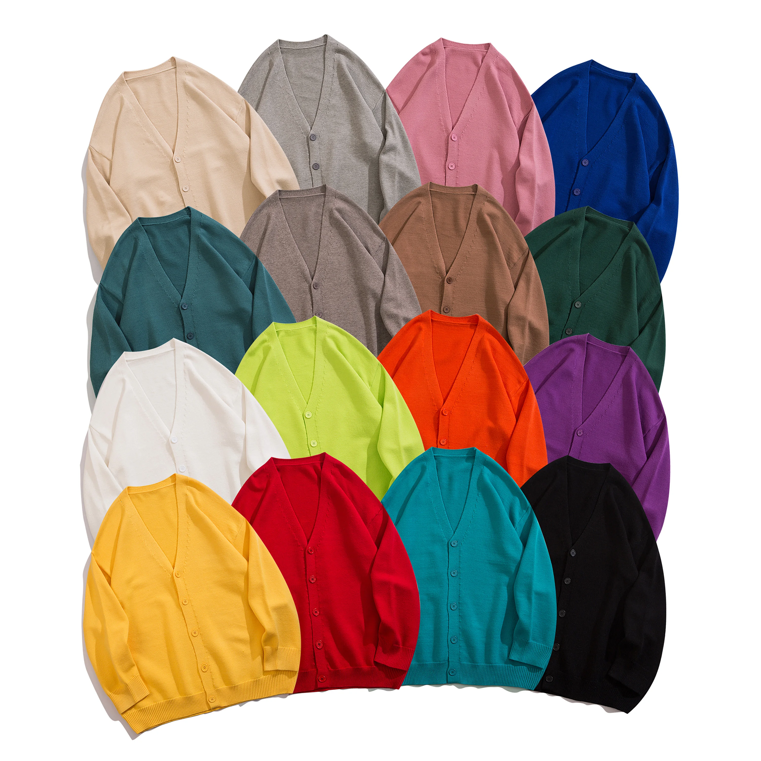 Hot selling 16 Colors Long Sleeve Knitted Jacquard Cardigan Sweaters V neck Men Clothes Knitted Sweater Cardigan Men