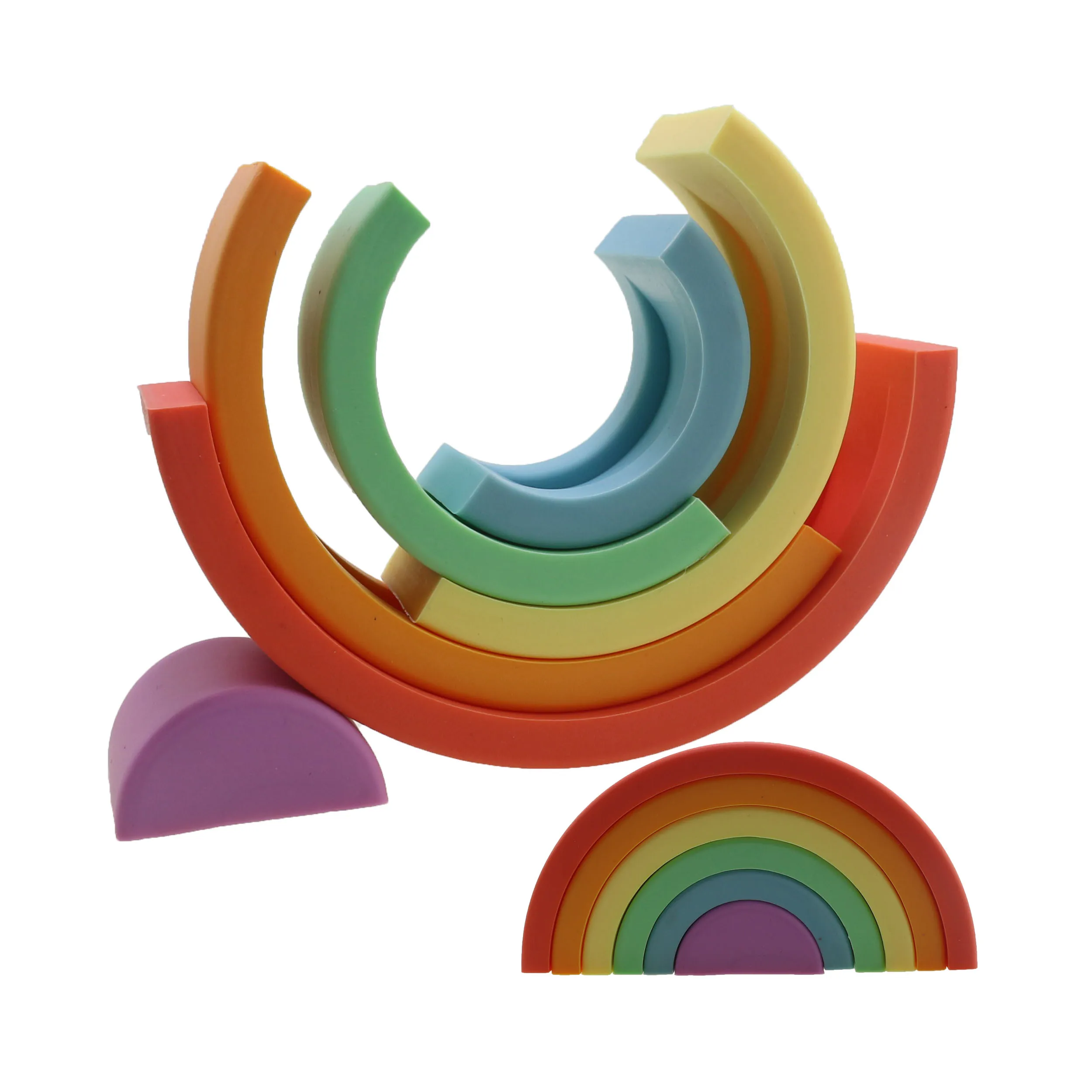 Building Block Stacking Toy Rainbow Geography Silicone Stacker Toy Baby Silicon Teething Stacking Toys