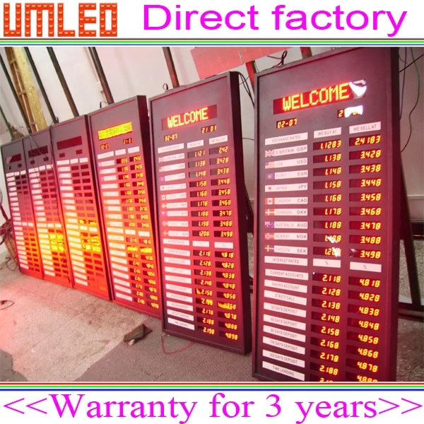 Electronic currency exchange rate display board Bank interest rate display board