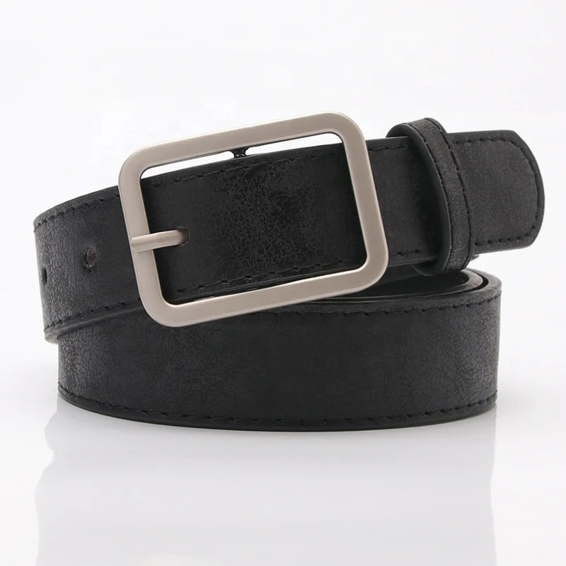 Sequins PU Leather Belts for Women Square Buckle Waist Belts Ladies Waistband for Jeans