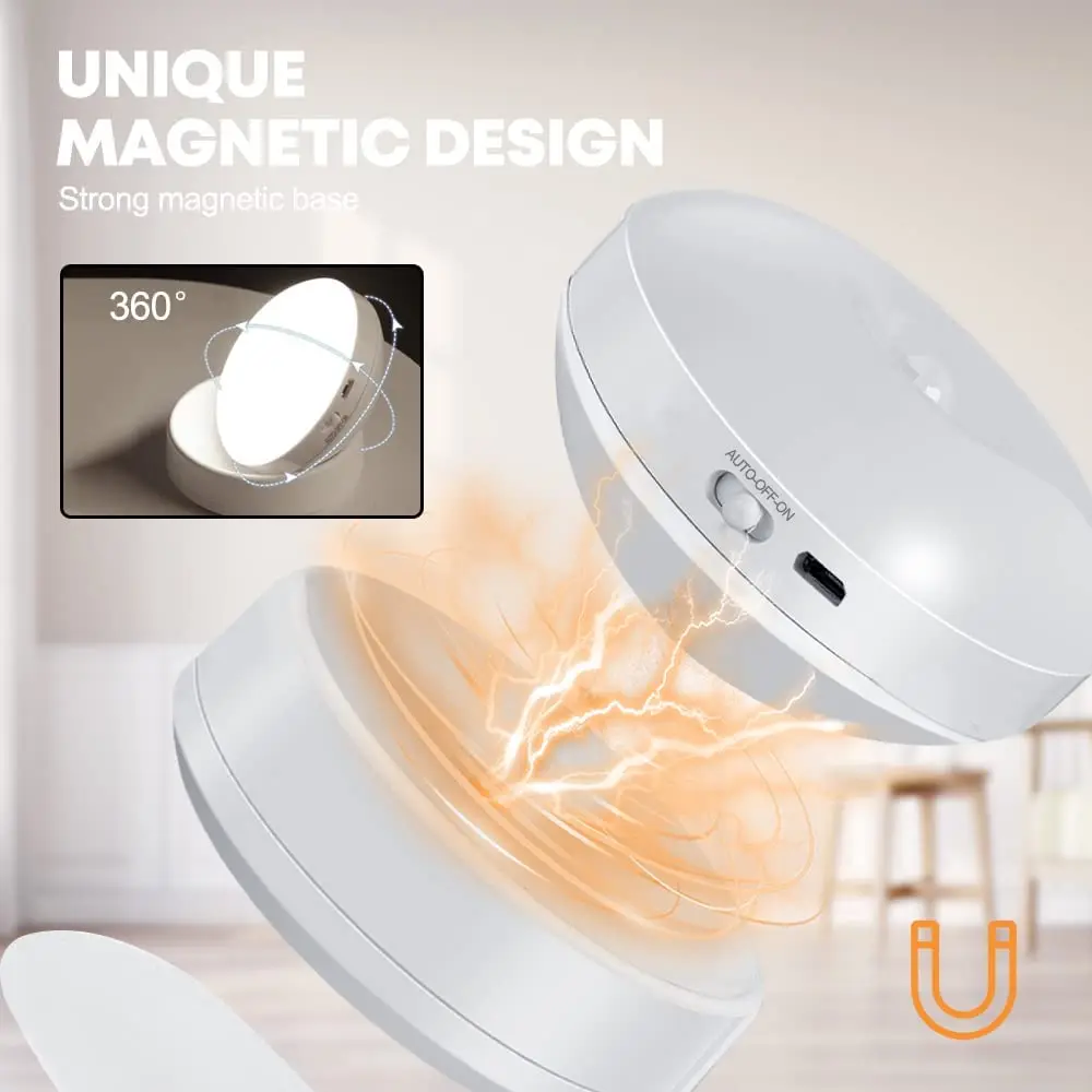 360 degree  Magnetic attraction base without dead corners Automatic wireless human body sensing light short charging time