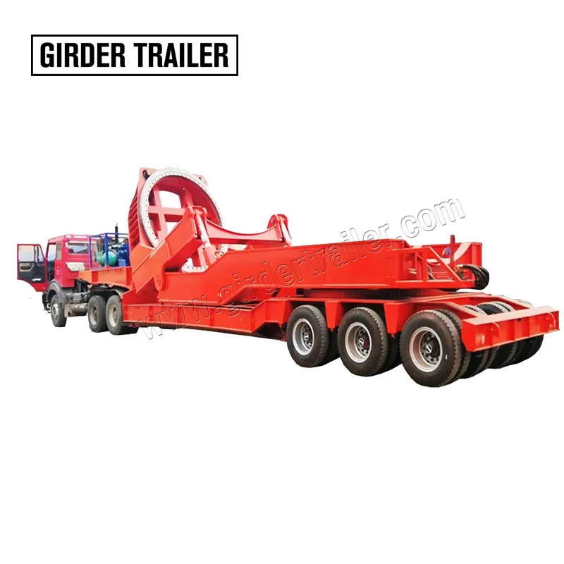 Shandong shiyun special vehicle mount low loader 65 meters wind mill rotor blade trailer adapter with lifting cylinder