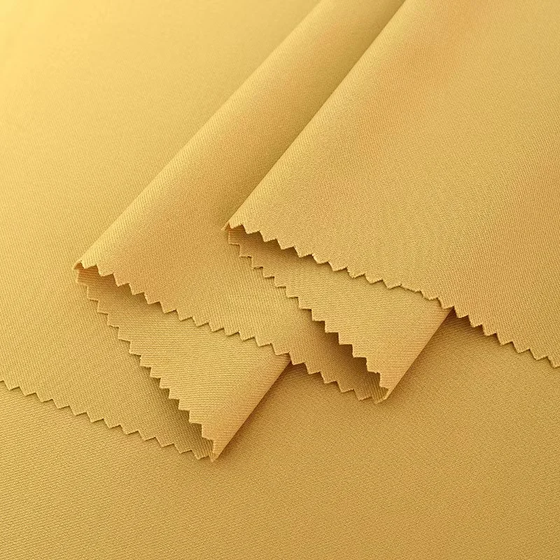 China fabric supplier 450gsm  twill woven polyester 150d double layer four way stretch fabrics  for suit and trousers