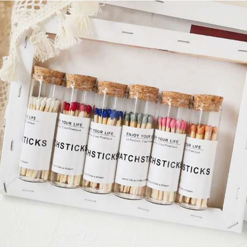Custom High quality bottle apothecary safety hotel glass match jar wooden printed wholesale price prompt matches in glass jar