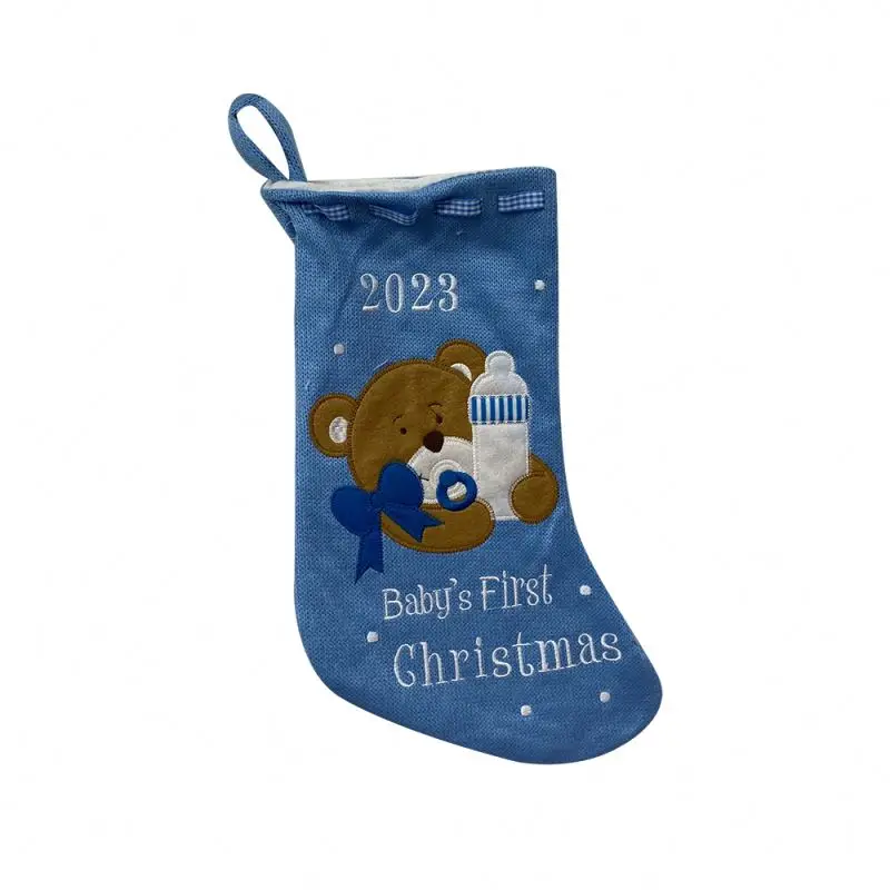 Hanging Stocking Santa Candy Gift Bag Party ornamental Manufacturer Custom Logo Printed cute christmas stockings