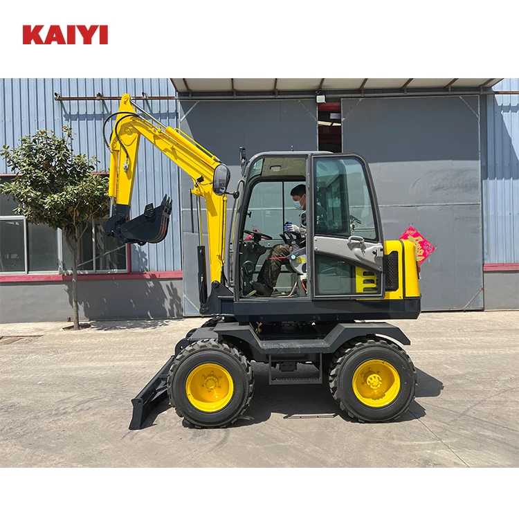Mini Size Digger Small Wheel 4 Tons Wheel Excavator Machine For Construction Sale