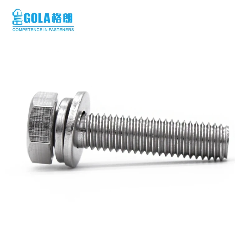 Hardware Part M4 M5 M6 M8 M10 M12 Bolts Stainless Steel 316 Hexagon Head Bolt with Captive Washers