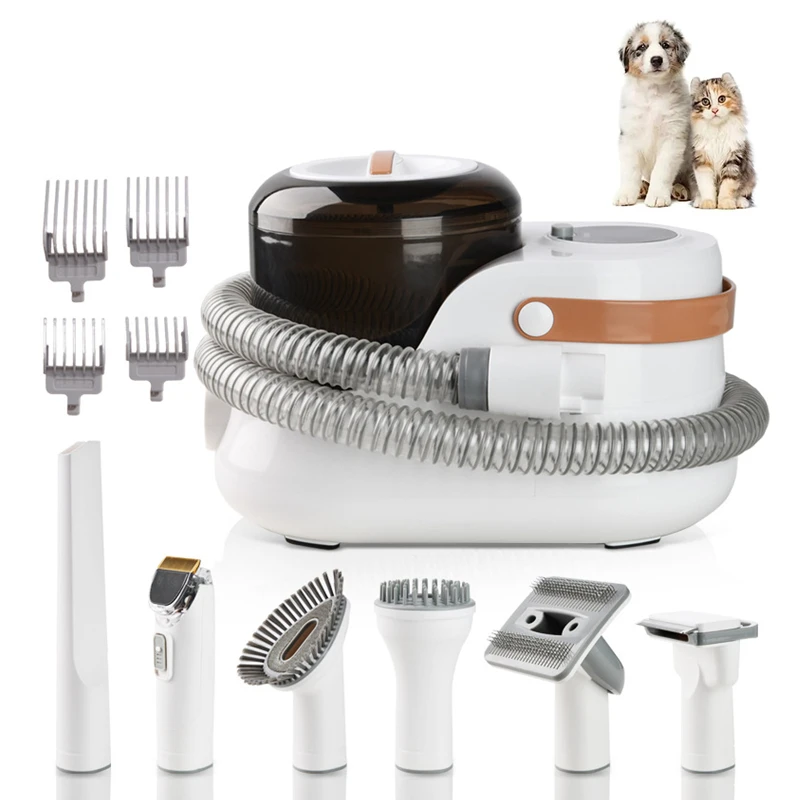 Pet Grooming Kit 2.5L Pet Vacuum Cleaner for Dog Hair Low Noise 3 Levels Suction with 7 Grooming Shedding Tools