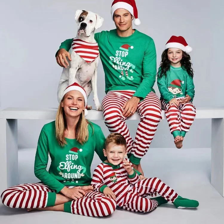 Family Christmas Pajamas Tree And Snowflake Printed Parent-child Home Sets XMas Women Sleepwear  Family  pyjamas