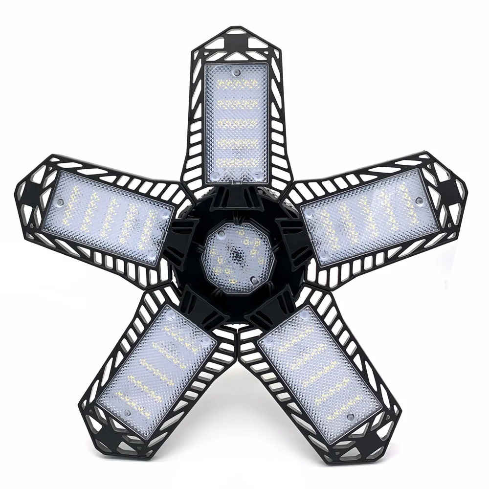 High Quality High Bay Light 5 Foldable Leaves Adjustable LED Garage Light For Warehouse Workshop