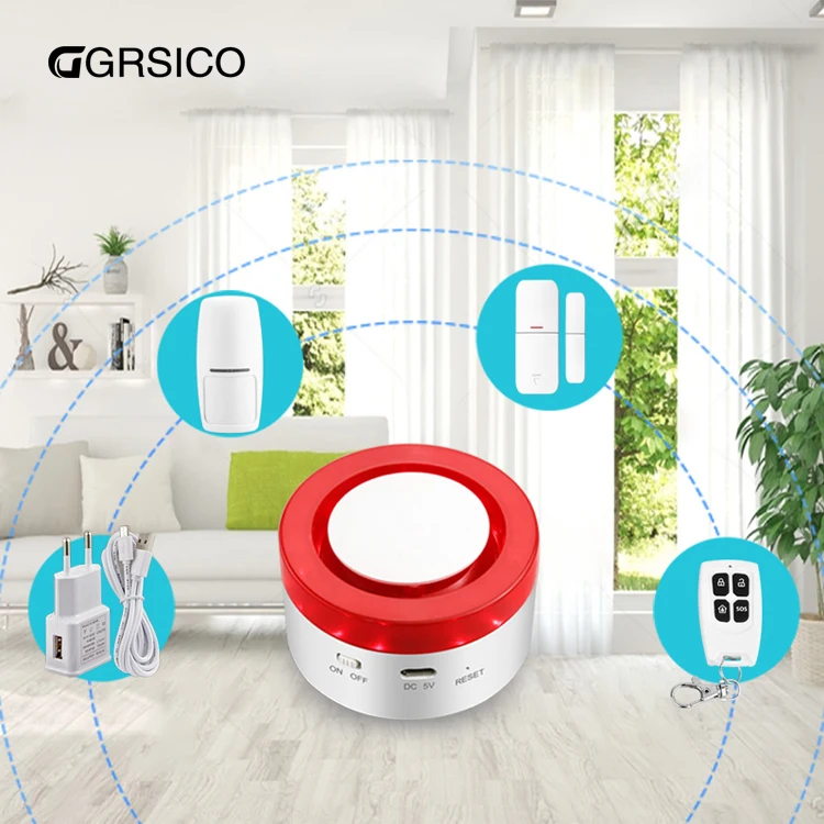 
Tuya Wireless RF433 Remote Control Door Sensor and PIR Mobile Detector Smart Home Security Siren Alarm System Kit Suite 