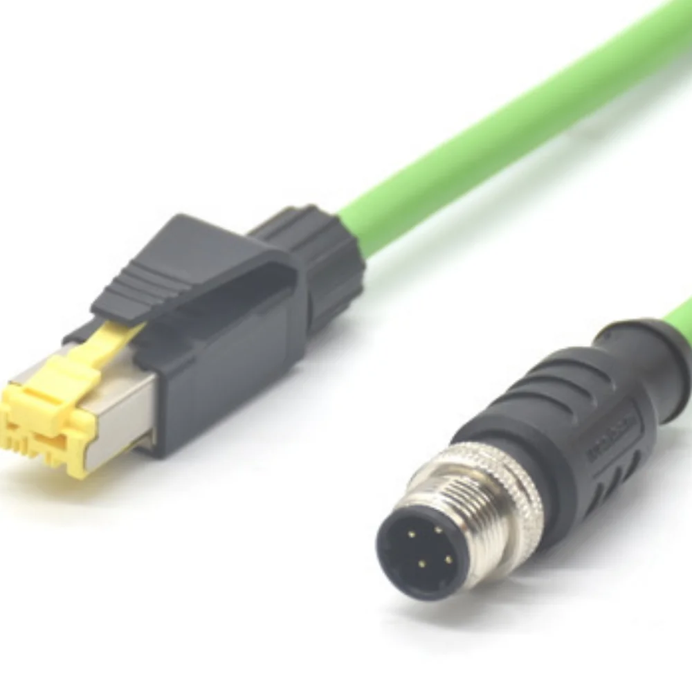 Industrial Ethernet SDR D-NET Connector Cat5e Shielded Profinet ProfiBus Cable M12 D Code 4P to RJ45 Cable Profinet Cable