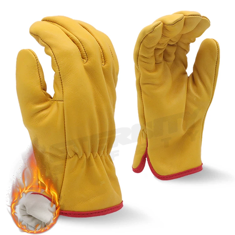 High quality driving welding insulated leather work gloves  for men