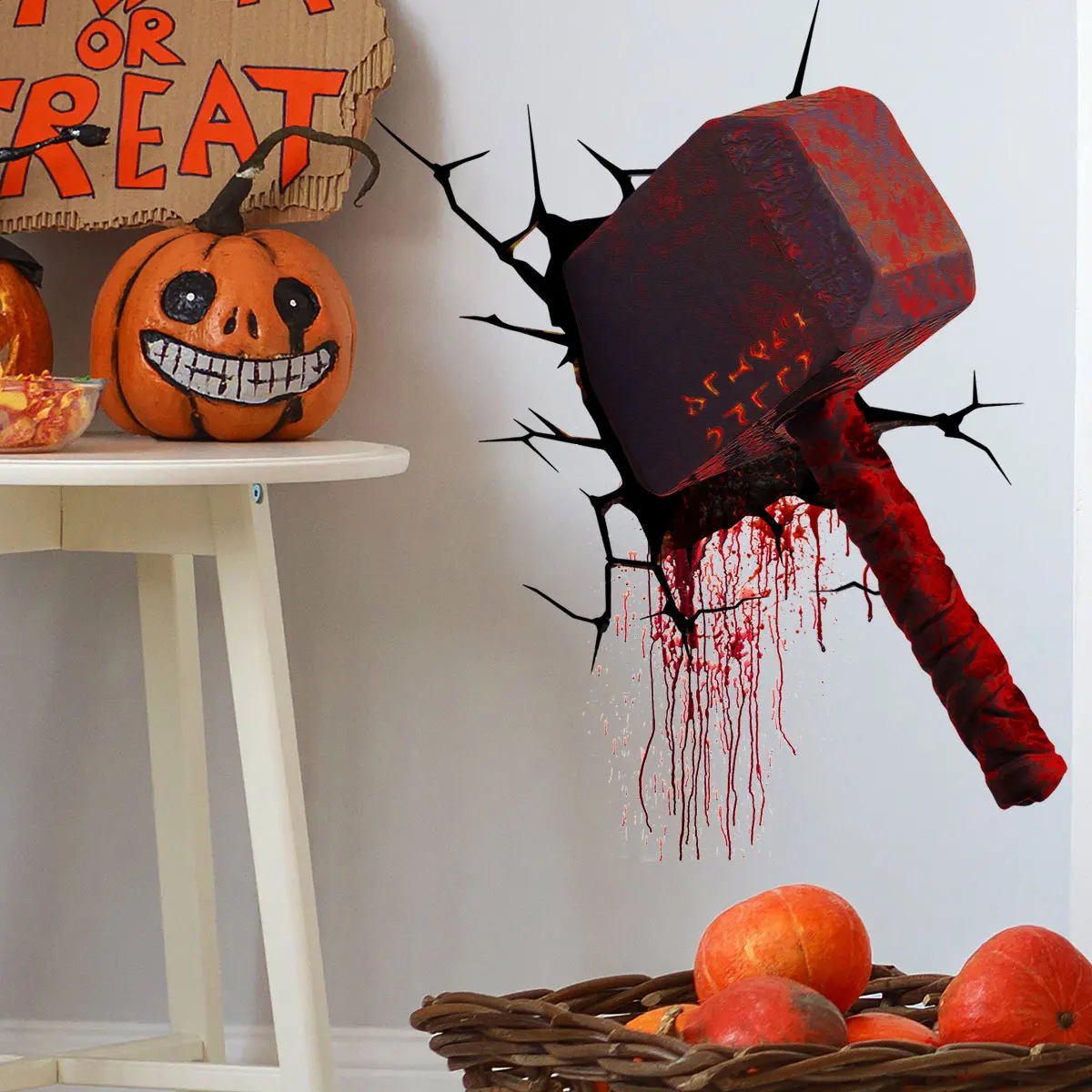 
Halloween gift 3D hammer Halloween decoration living room Halloween Wall Stickers 