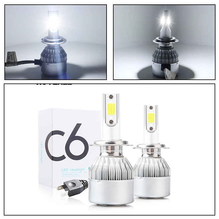 RUTENSE car c6 led light  h7 h11 6000lm  36w led headlight led head bulb  for h4 h3  led  car headlights