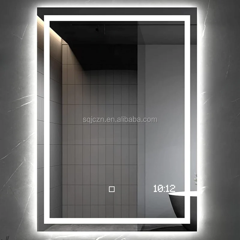 Supplier Of Ebay Smart Led Illuminated Bathroom Mirror With Demister And Clock Time 500X700mm Wall Mounted Lights Bath Mirror