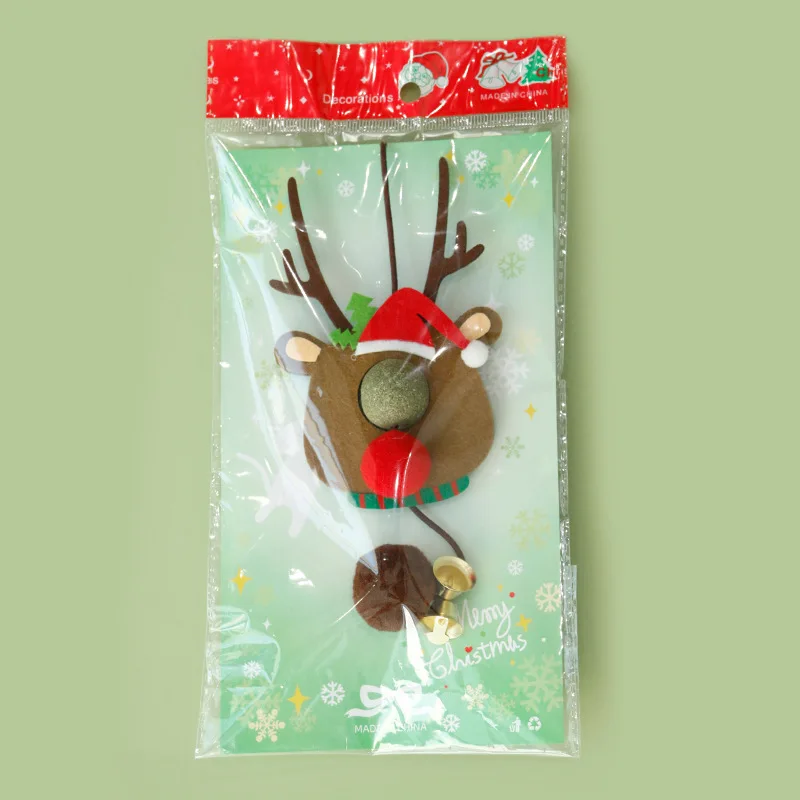 Wholesale custom pet supplies Christmas collection Cat hanging Funny Cat stick Christmas elk wreath style