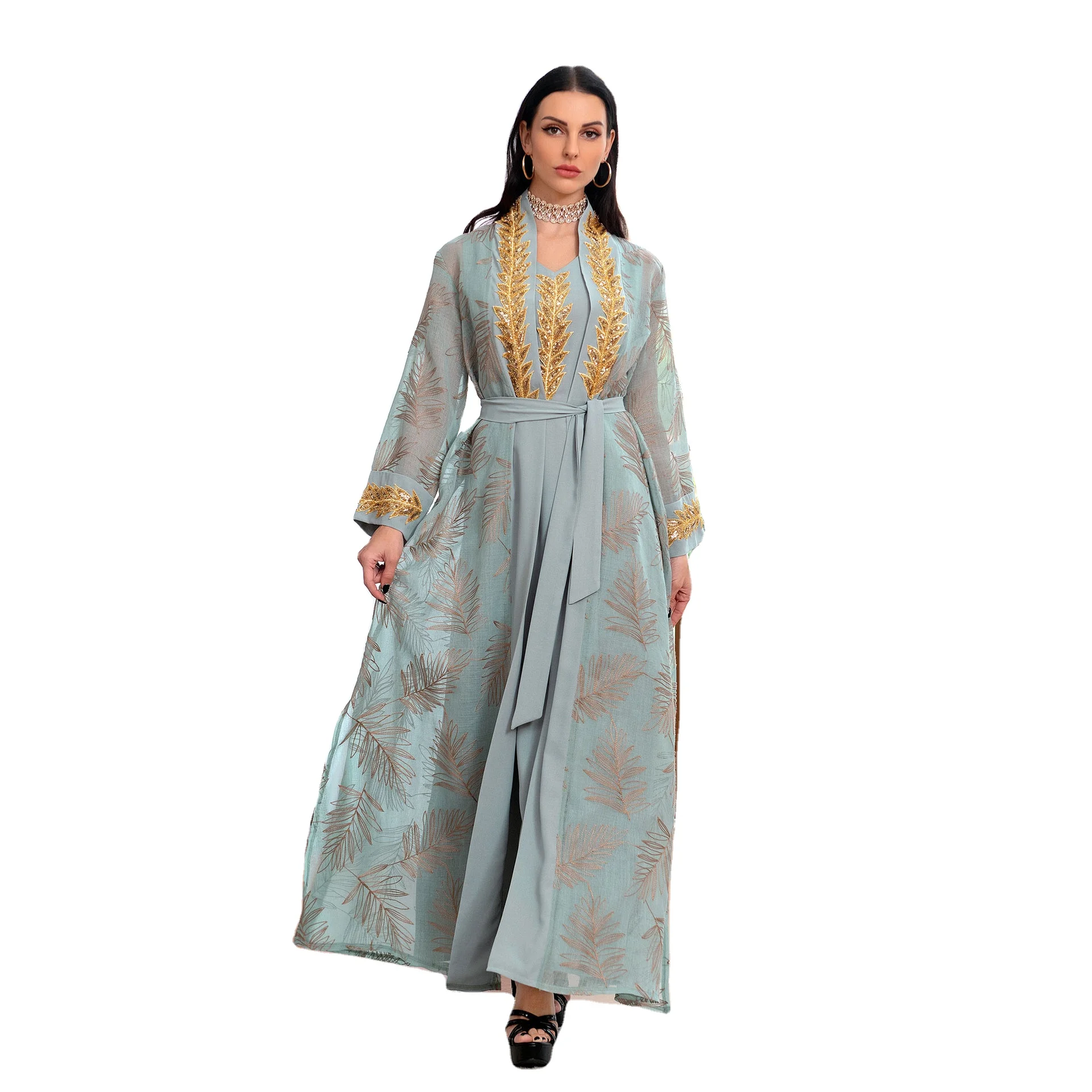 Trendy Beautiful New Caftan Dress with Sequin Embellished Kaftan Arab Jalabiya High Quality Middle East Muslim Woman Dress
