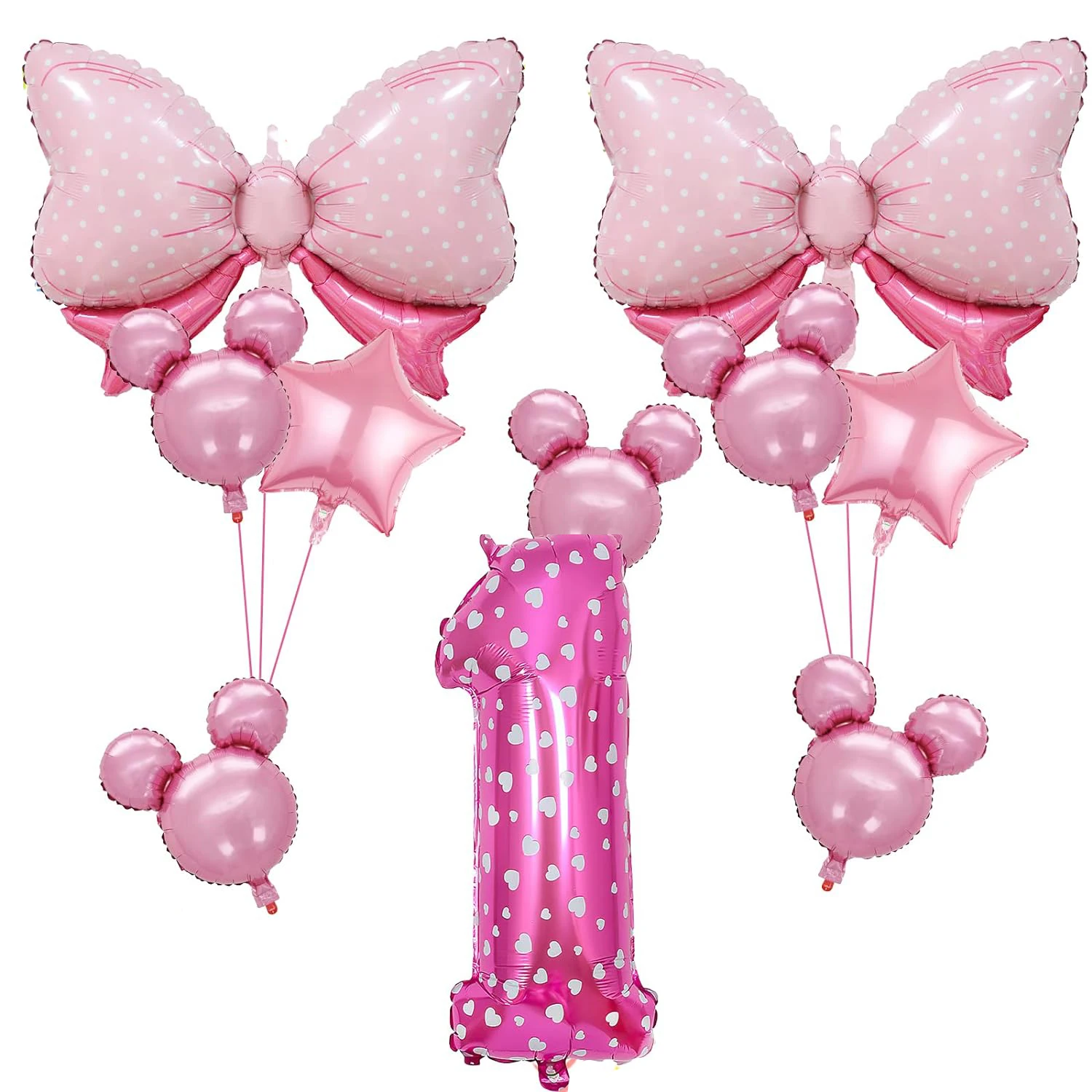 Pink Mouse Birthday Jumbo Number Mylar Foil Balloons Huge Bow Balloons For  Baby Shower  Decor