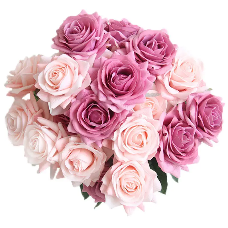 Artificial Flower Roses Real Touch Roses Silk Rose Flowers Long Stem Bridal Wedding Bouquet for Wedding Decorations