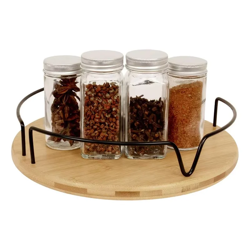 Round Bamboo Revolving Spinning Spice Rack Holder Home And Kitchen Items Countertop Round Wooden Rotating Spice Rack Organizer