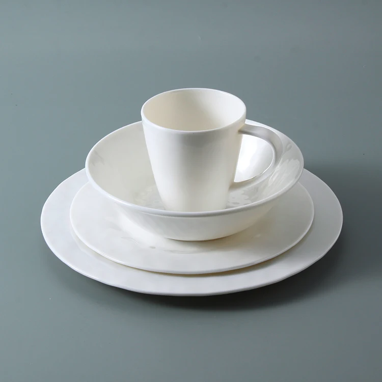 High quality plain white round shape hotel restaurant unbreakable melamine dinner plates dishes dinnerware set tableware