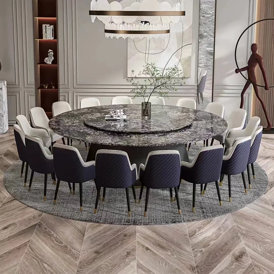 Restaurant furniture large round dining table and chairs set 16 to 20  person seat