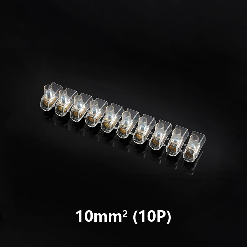 Jesiro Universal Widely Used Pc Housing Transparent Terminal Block 10 Position 1.5-16mm2 Brass Contact Connector Wire