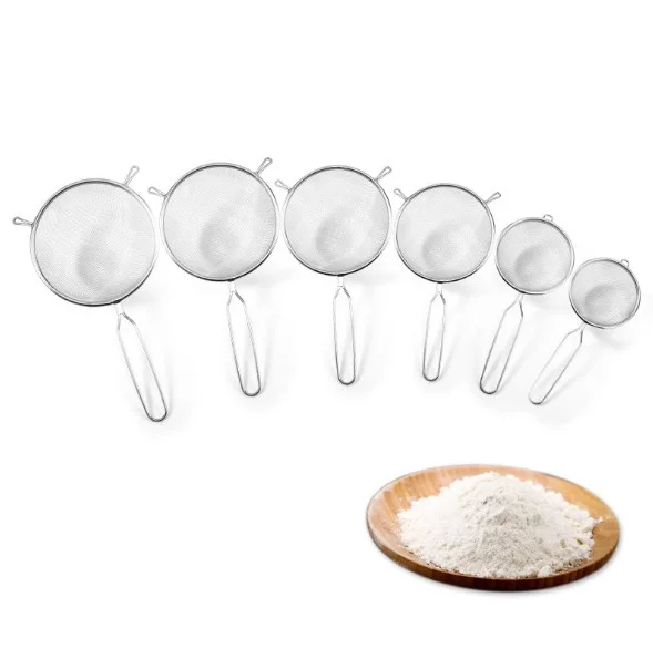 7 12 14 16 18 20 24 CM Stainless Steel Wire Mesh Strainer Powder Flour Sifter Skimmer for Cooking Frying