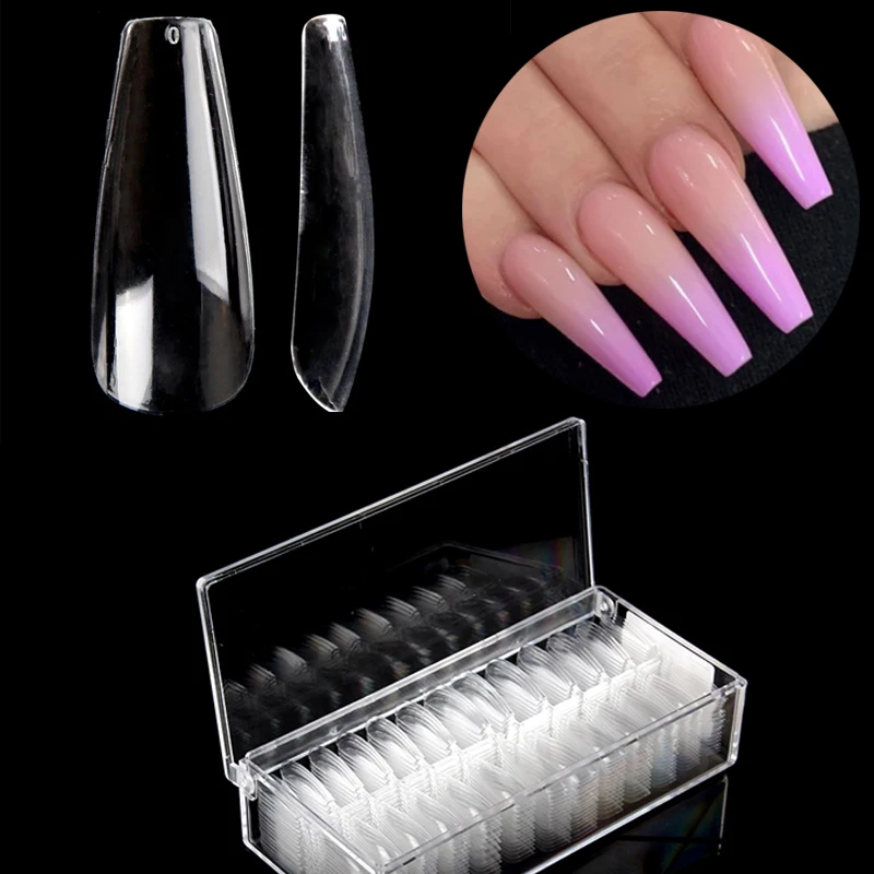 Clip For Quick Building nail tips Tszs Gothic Dual Form Tip Virtual French In Bag Xxl Coffin Nail Tips