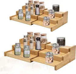 Spice Rack Organizer 3 Tier Bamboo Spice Rack Cabinet with Expandable from  Durable Seasoning Countertop Spice Rack for Cabinet