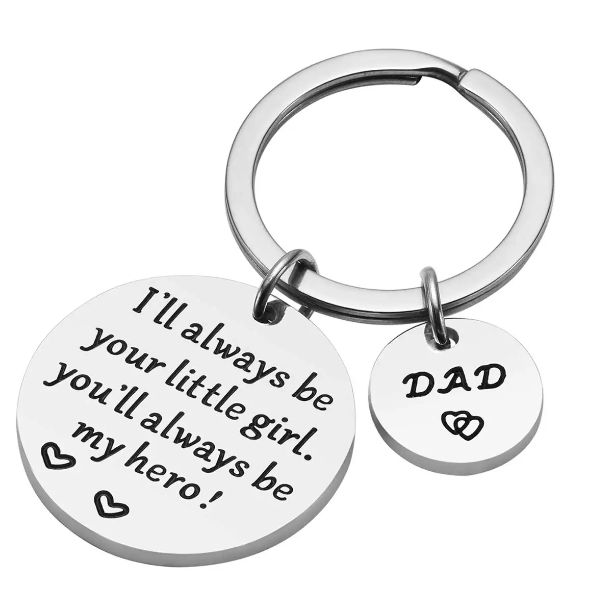 Fathers Day Gift Dad Gifts from Daughter for Birthday Christmas You Will Always Be My Hero Metal Keychain Dad Valentines Day