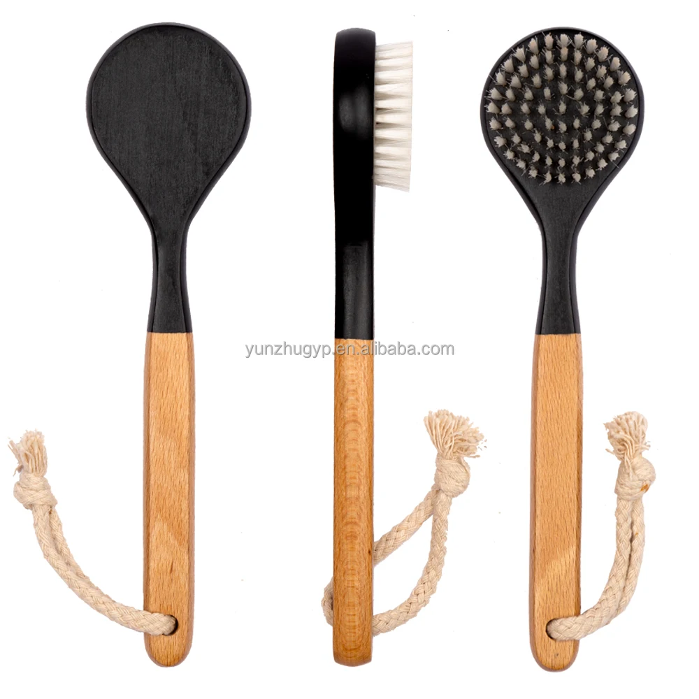Wooden boar body back shower Bamboo Body Brush Bath customizable Long Handle bath brus