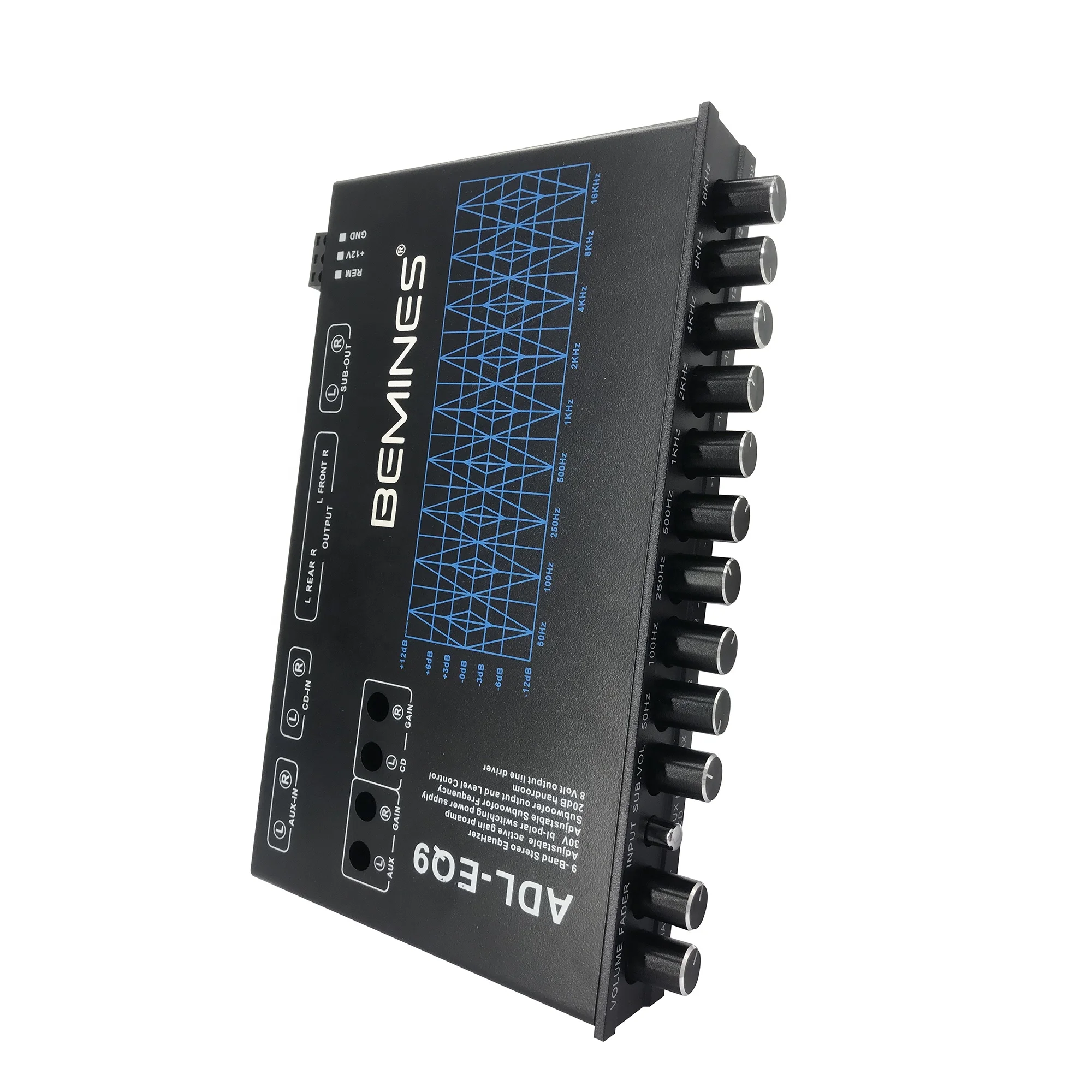 QMF-EQ9 Multifunctional parameter with dual microphone input high-end car audio equalizer amplifier with 49 frequency bands adju