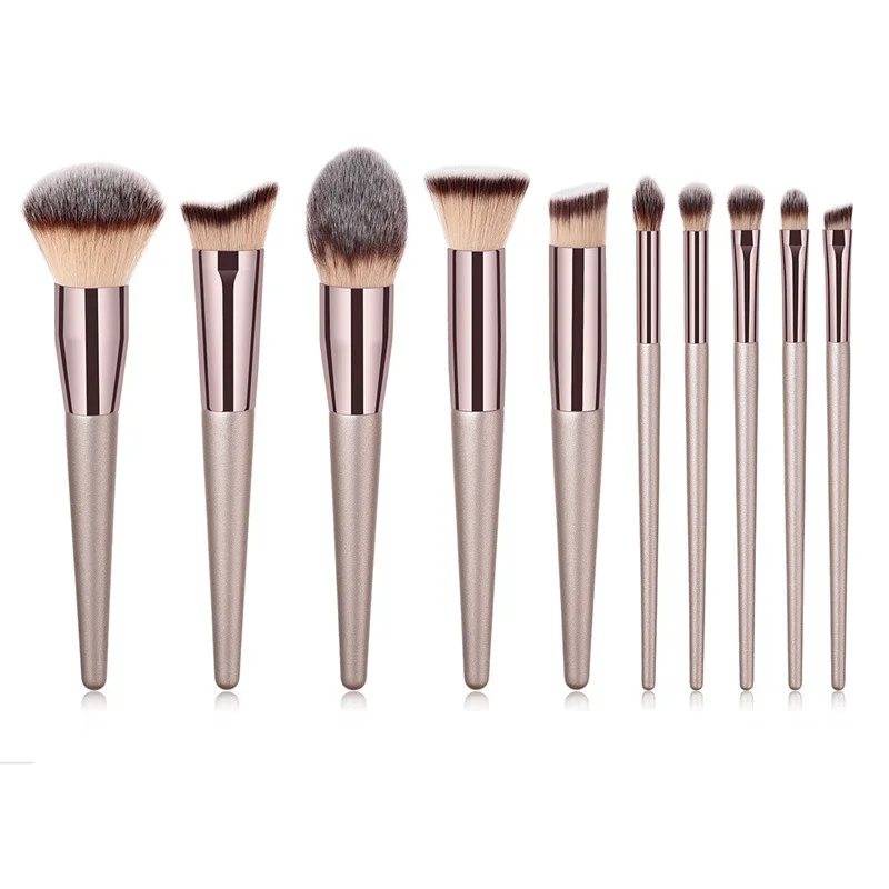 DROPSHIPPING Premium Synthetic Foundation Makeup Tools Foundation Eye Face Brush 10 PCs Rose Golden Makeup Brush Set