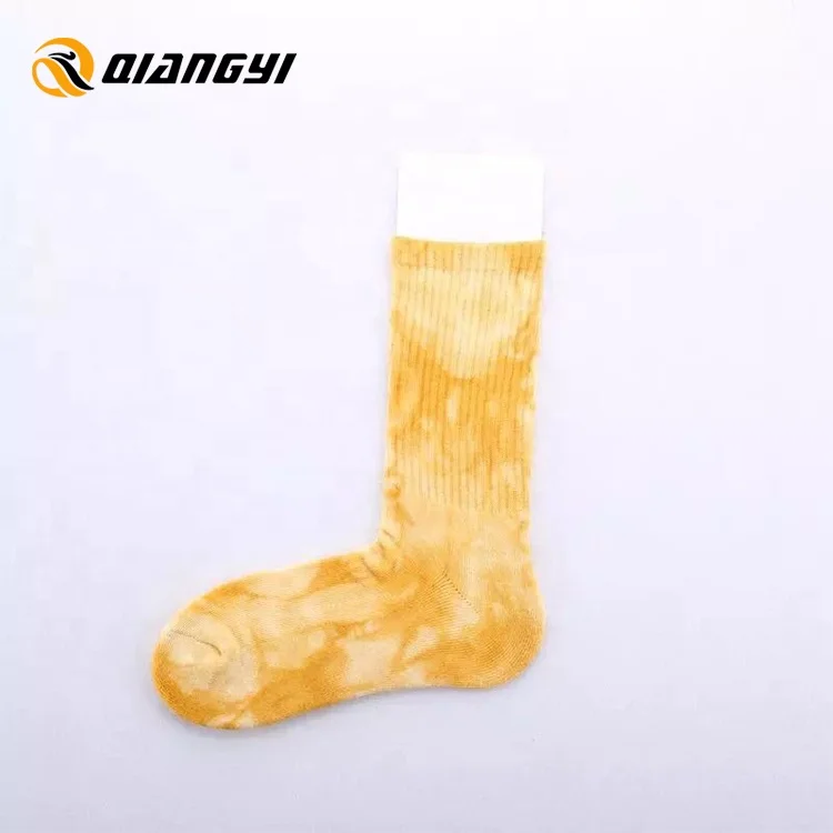  Custom designer embroidery logo Tie Dye Socks Wholesale Terry Cotton Athletic Crew