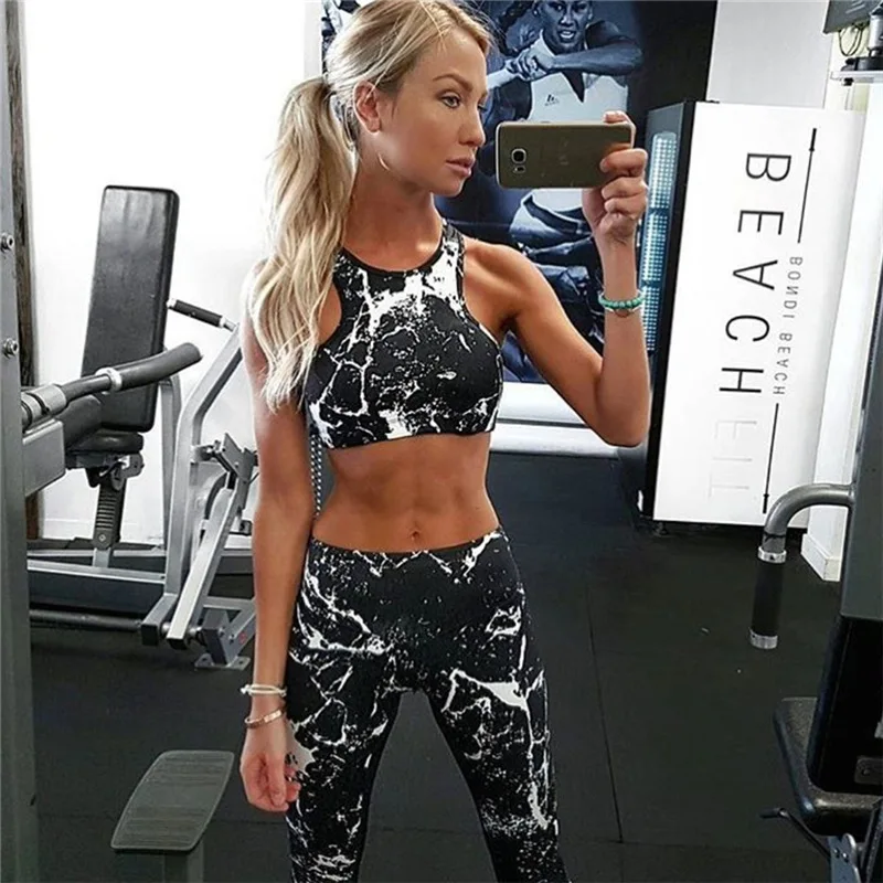 2021 new style 3D printed yoga sets gym out fit leggings pants thunder bra ladies sport fitness sets for women