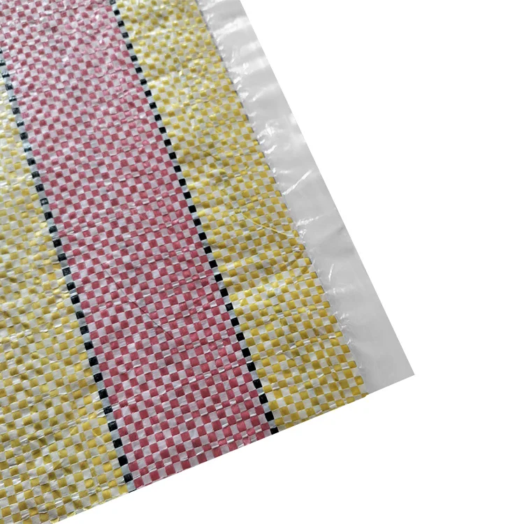 Multi-color Stripes Laminated Pp Woven Shopping Bag Polypropylene Market Sacks With D-cut Handle For Grocery Packaging