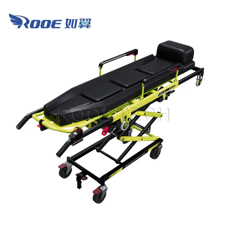 First Aid Double X-shaped Base Frame Structure Automatic Loading Powered Ambulance Stretcher