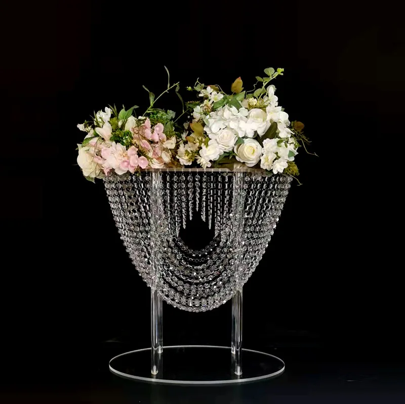Flower Chandeliers Acrylic Flower Stand Crystal  Table Centerpiece Aisle Road Lead Party Decor Acrylic Wedding Centerpieces