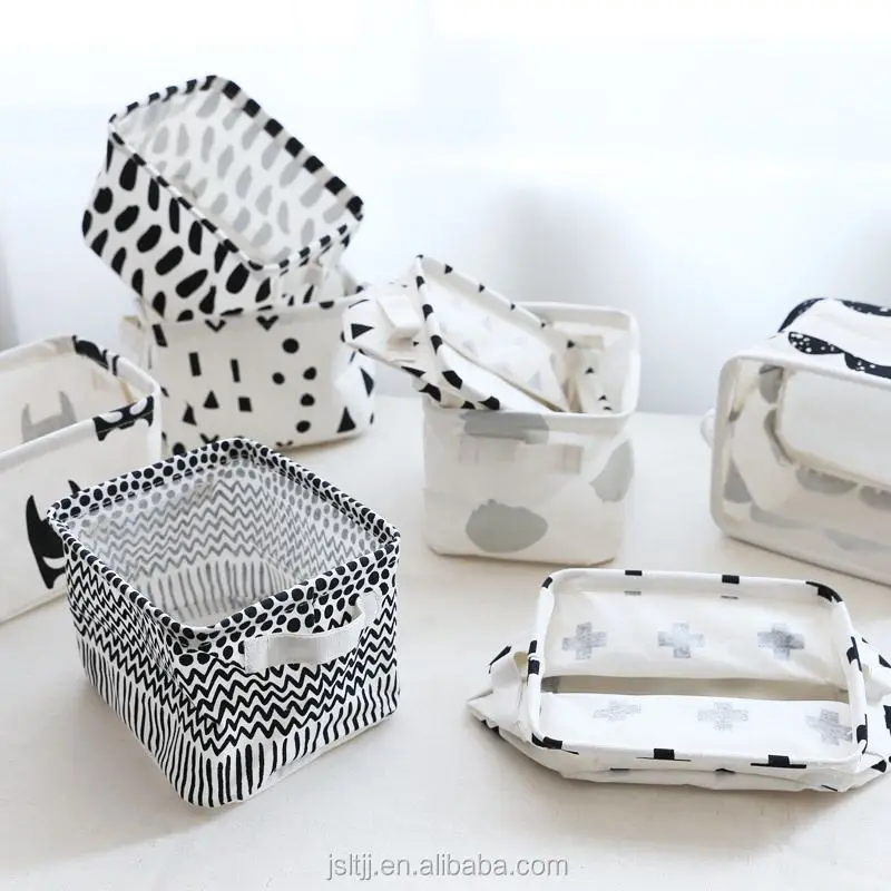 Home Sundry Foldable Toy Storage Basket Desktop Cotton Canvas Storage organizer Basket